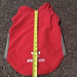 Small red and gray dog jacket