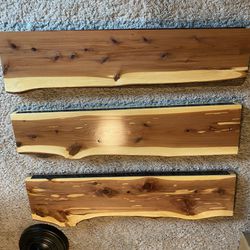 Custom Live Edge Wood Floating Shelves - Set Of 3