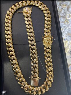 Gold Cuban Link Chain Necklace bracelet set