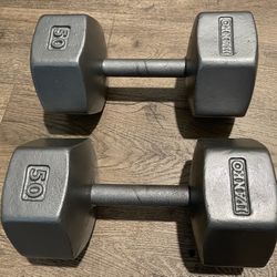 Vintage set.  (2) IVANKO hex dumbbell    50 lbs  Total: 100 lbs