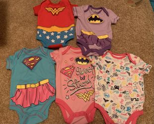 Justice League Baby Girls Onesies
