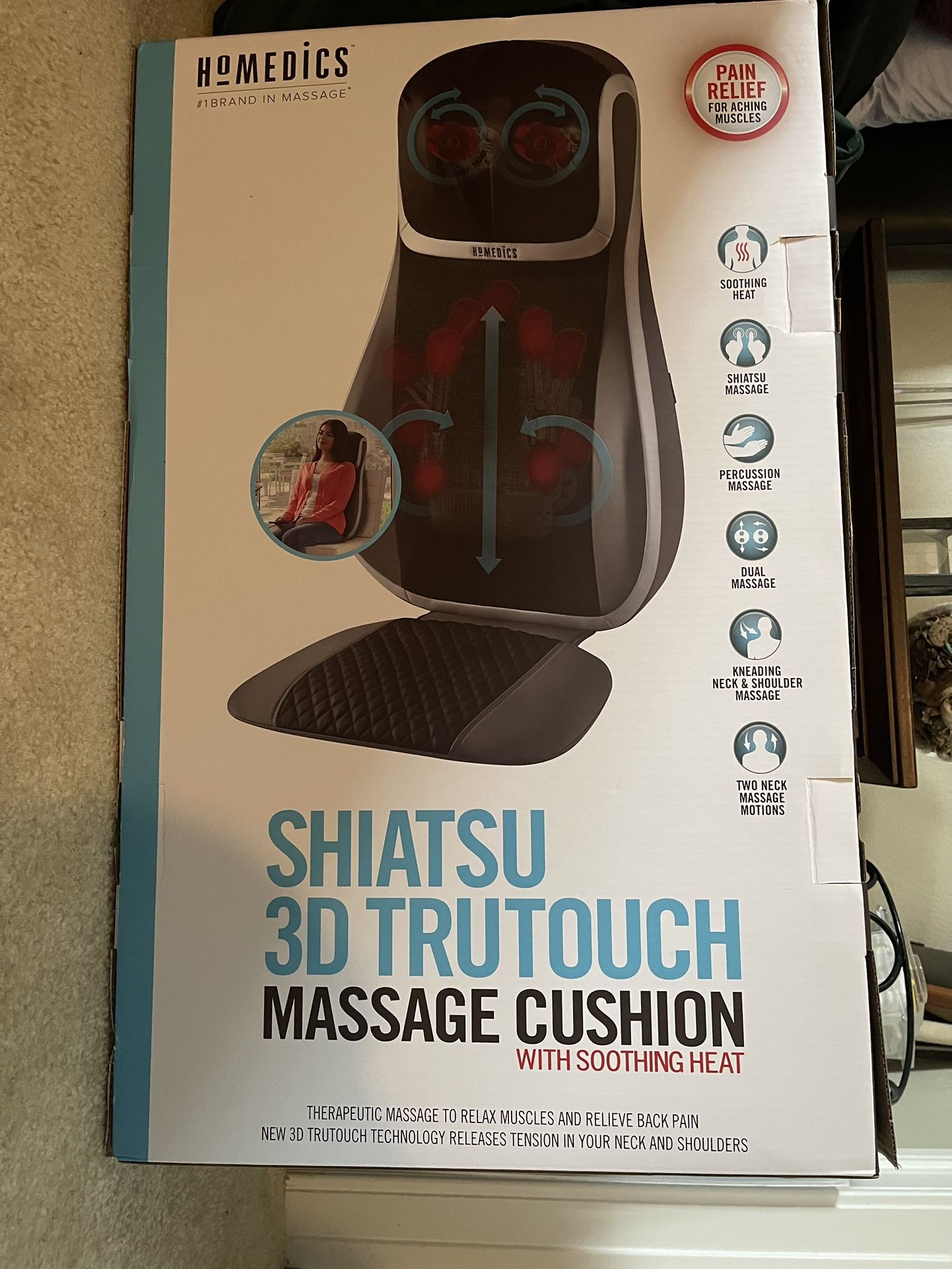 HoMedics 3D TruTouch Shiatsu Massage Cushion W/Heat