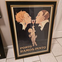 René Vincent 28x38 Extra Large Black Modern Framed Art Print Titled: Porto Ramos-Pinto (1925)
