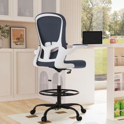 Drafting Chair, Tall Office Chair with Flip-up Armrests Executive Ergonomic Computer Standing Desk Chair