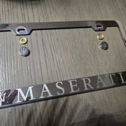 Maserati License Plate Frame Chrome