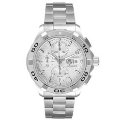 *Men's TAG Heuer Aquaracer 42mm Automatic Stainless Steel Watch with Chronograph Silver Dial. (Pre-Owned Box/Manual CAP2111)