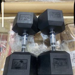 A Pair Of 50 Pounds Hex dumbbells new