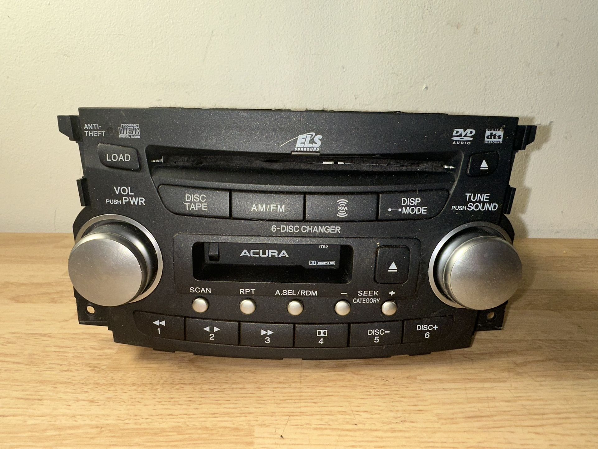 2004-2006 OEM ACURA TL FACTORY RADIO RECEIVER UNIT - AM/FM RADIO / CASSETTE TAPE / 6 DISC CHANGER CD PLAYER / DVD AUDIO / XM SATELLITE RADIO