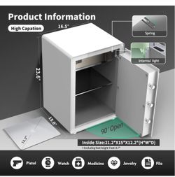 KAPUCI Biometric Fingerprint Touchscreen Safe, 3.38 Cuft Heavy Duty Auto-Open Safe Box with Digital Virtual Code,Led Light,Security Steel Home Safe fo