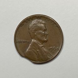 1964-D Lincoln Memorial Penny Clipped Planchet Error