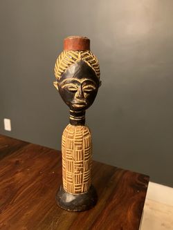Wooden African Statue - Candleholder