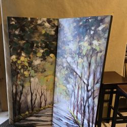 Pair Of 24x54 Canvas Art Pieces
