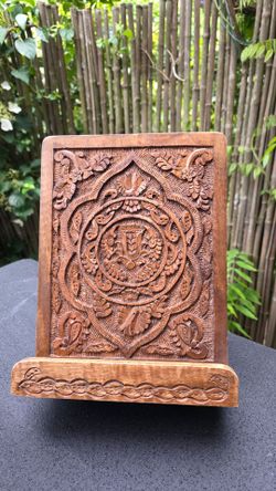 Hand-Carved Wooden Book Stand