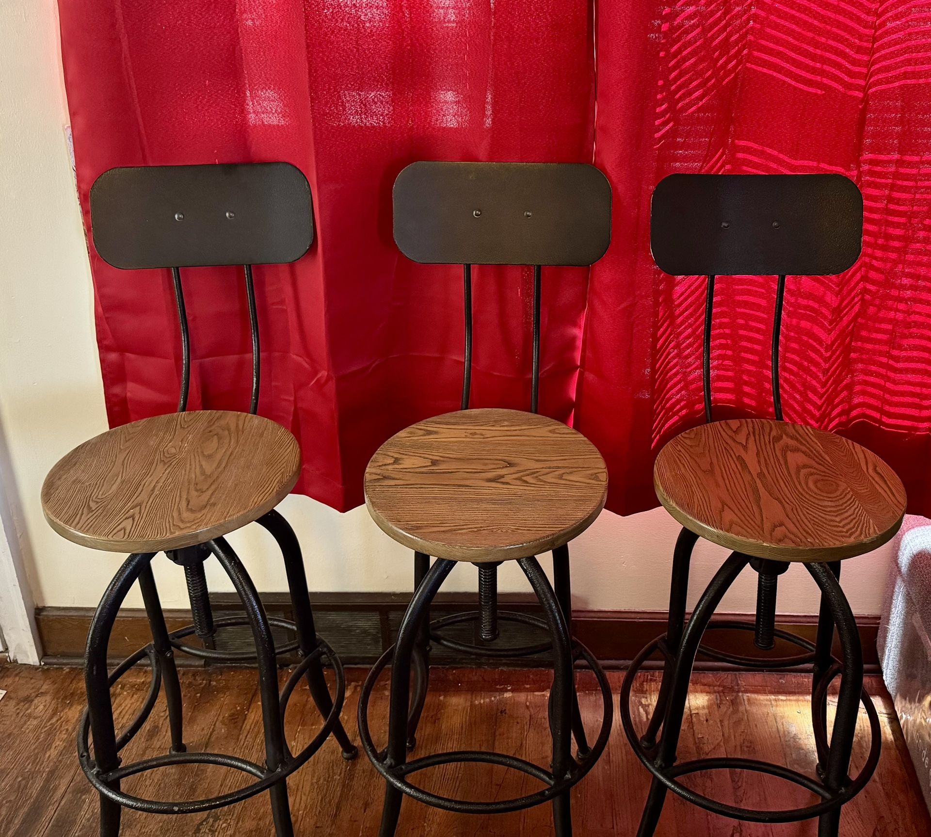 Rustic Industrial Swivel Counter Stools