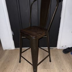 4 - Bar Stools Metal Bar Stool with a wood seating surface from DHP 