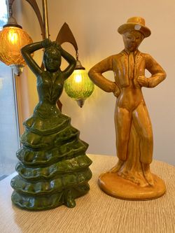 Vintage Ceramic Spanish Flamenco Dancer Statues 