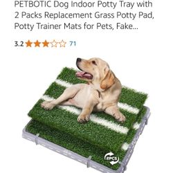 PETBOTIC Dog Indoor Potty Tray with 2 Packs Replacement Grass Potty Pad, Potty Trainer Mats for Pets, Fake...