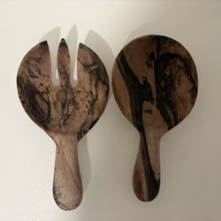 Handmade Wooden Salad Serving Utensils