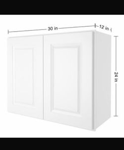 White Shaker Wall Cabinet - Ready to Assemble, Perfect for Kitchen, Laundry, and Bathroom Storage - 30”W x 24”H x 12”D