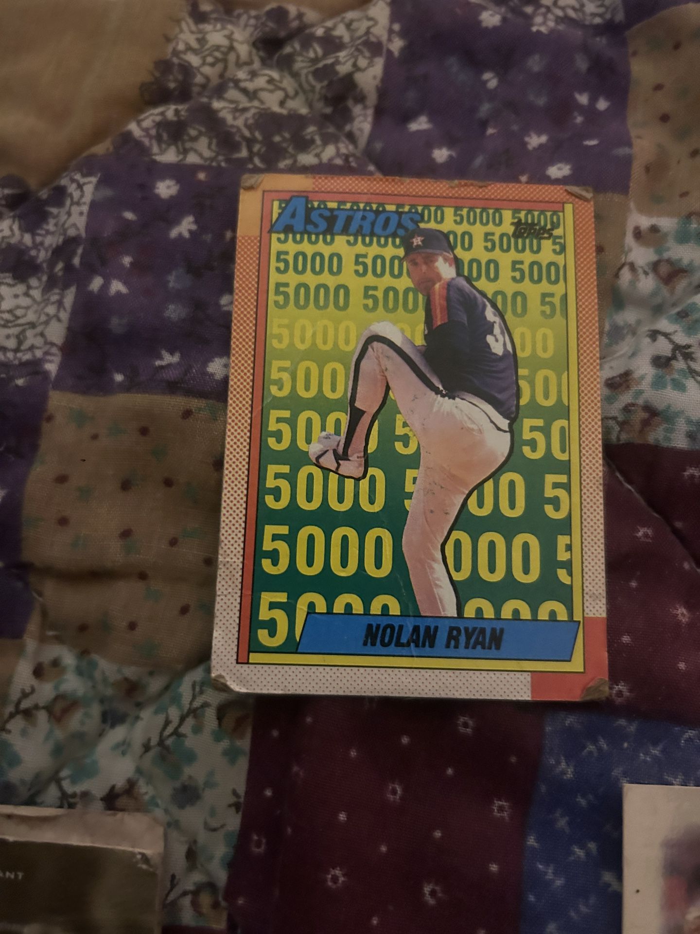 Vintage 1990 Topps Nolan Ryan #4 5000 Strikeouts Baseball Card Astros 