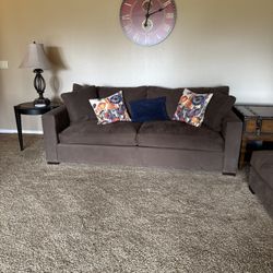 Crate & Barrel Espresso Microsuede Sofa Armchair Ottoman Set, Price for all 3 pieces