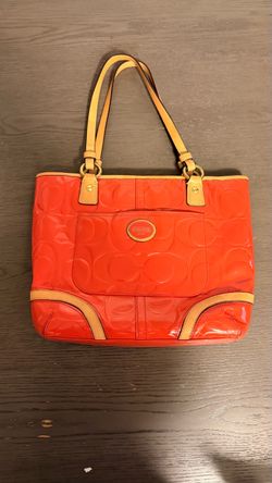 Coach Signature Embossed Patent Leather Tote