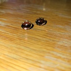 Vintage Gold-Tone Purple Cabochon Oval Stud Earrings