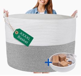 NEW Jumbo Size Cotton Rope Storage Basket