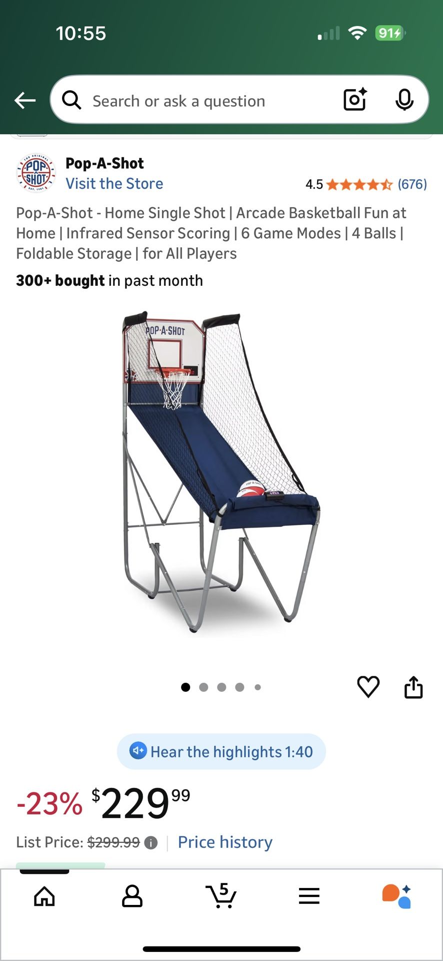 Pop A Shot Single Basketball Hoop 