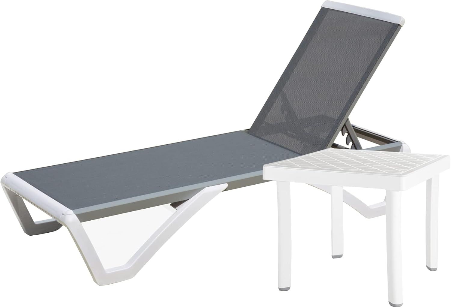 Domi Pool Lounge Chair Aluminum Adjustable Outdoor Chaise Lounge,All Weather Plastic Poolside