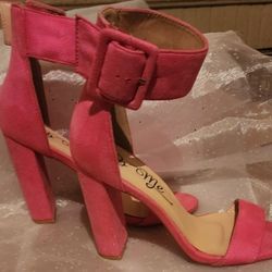 Hot Pink Suede High Heels 