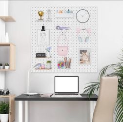 White Wall Pegboard Organizer Panel Set