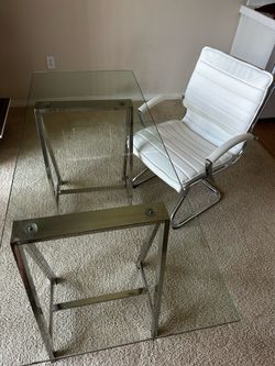 Glass Work Desk, Hobby Table, Decorative Table AND Office Chair