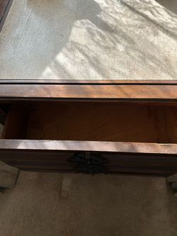Antique Wood table  with Stone Top