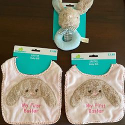 Easter Bibs and Rattle All 3 for $6, New