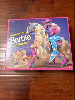 Vintage 1990 Mattel Western Fun Barbie Sun Runner Horse #9961 w/ Original Box