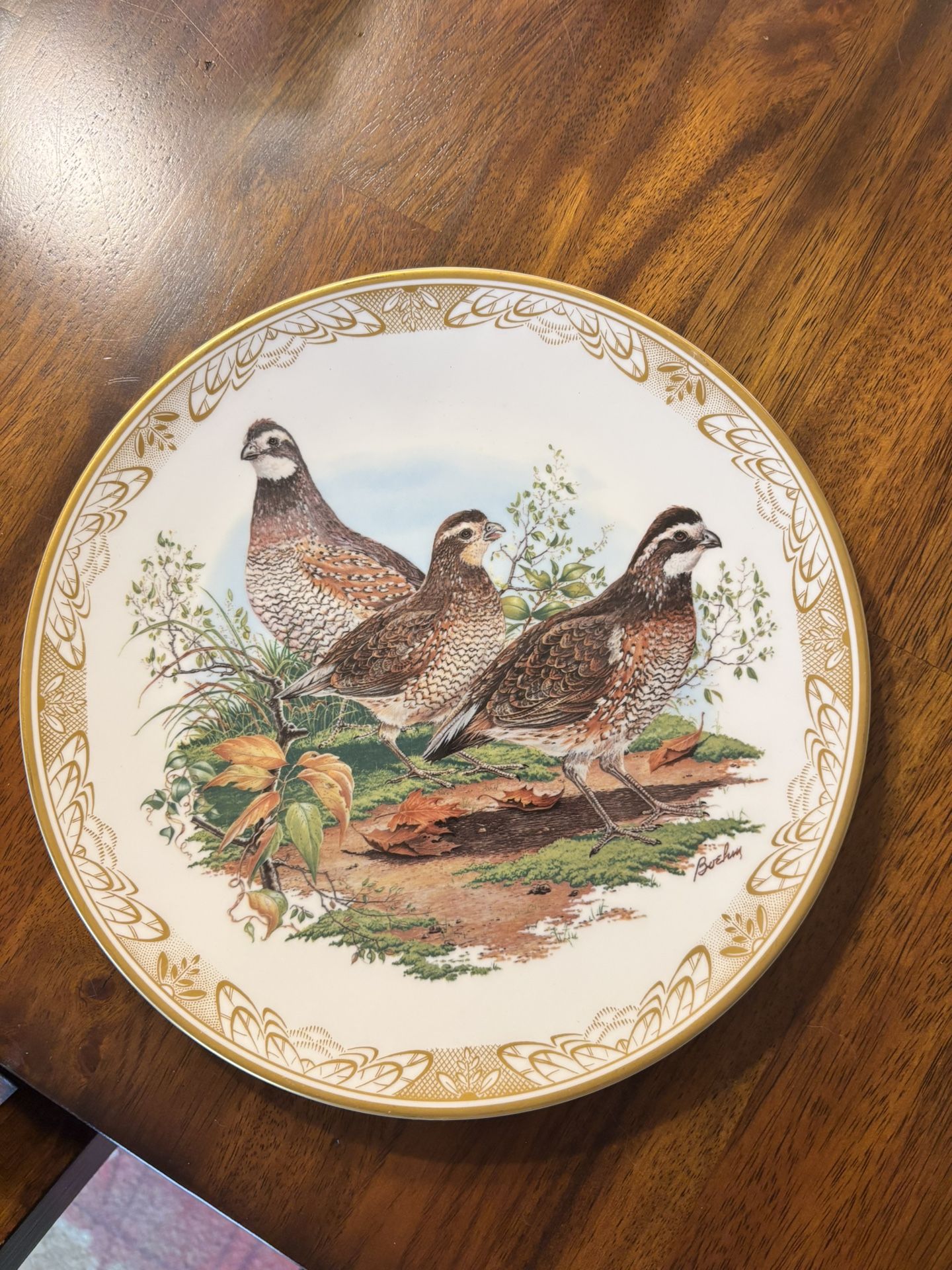Boehm Studios Gamebirds of North America Collector Plate Bobwhite Quail