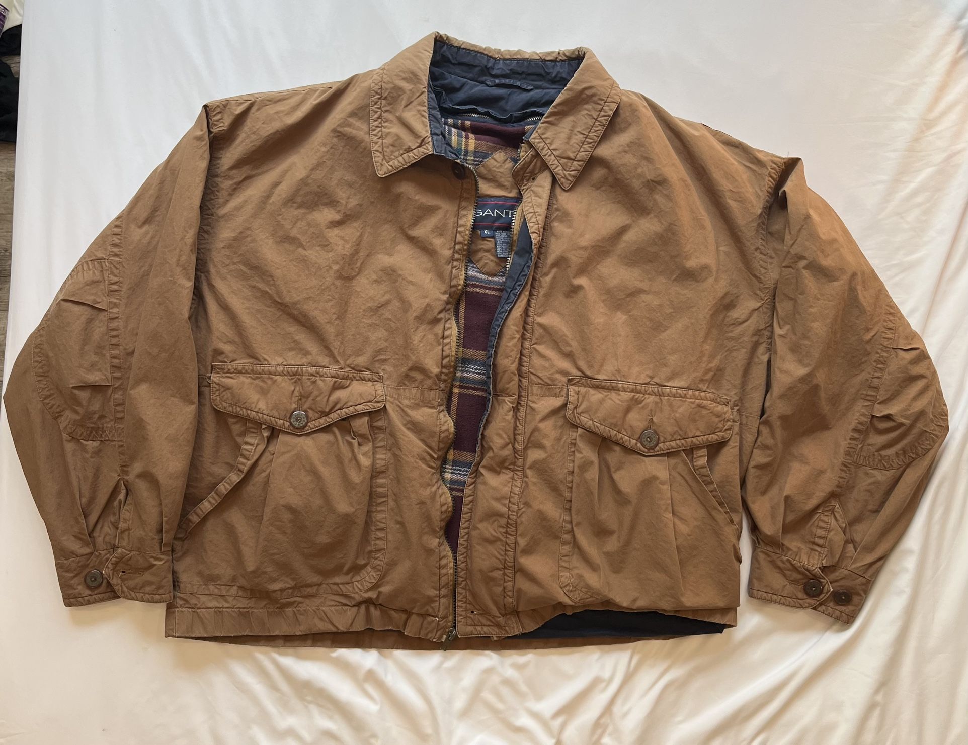 GANT, Bomber Jacket, Brown, Vintage Utility, Cotton, Striped interior, XL, New