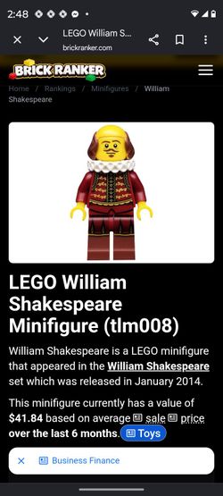 LEGO William Shakespeare Minifigure (tlm008)