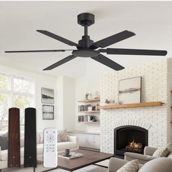Fanbulous Ceiling Fan No Light, 48 Inch Indoor/Outdoor 6 Blades Ceiling Fan with Remote, 6-Speeds, Quiet Reversible DC Motor, Fans Without Light for T