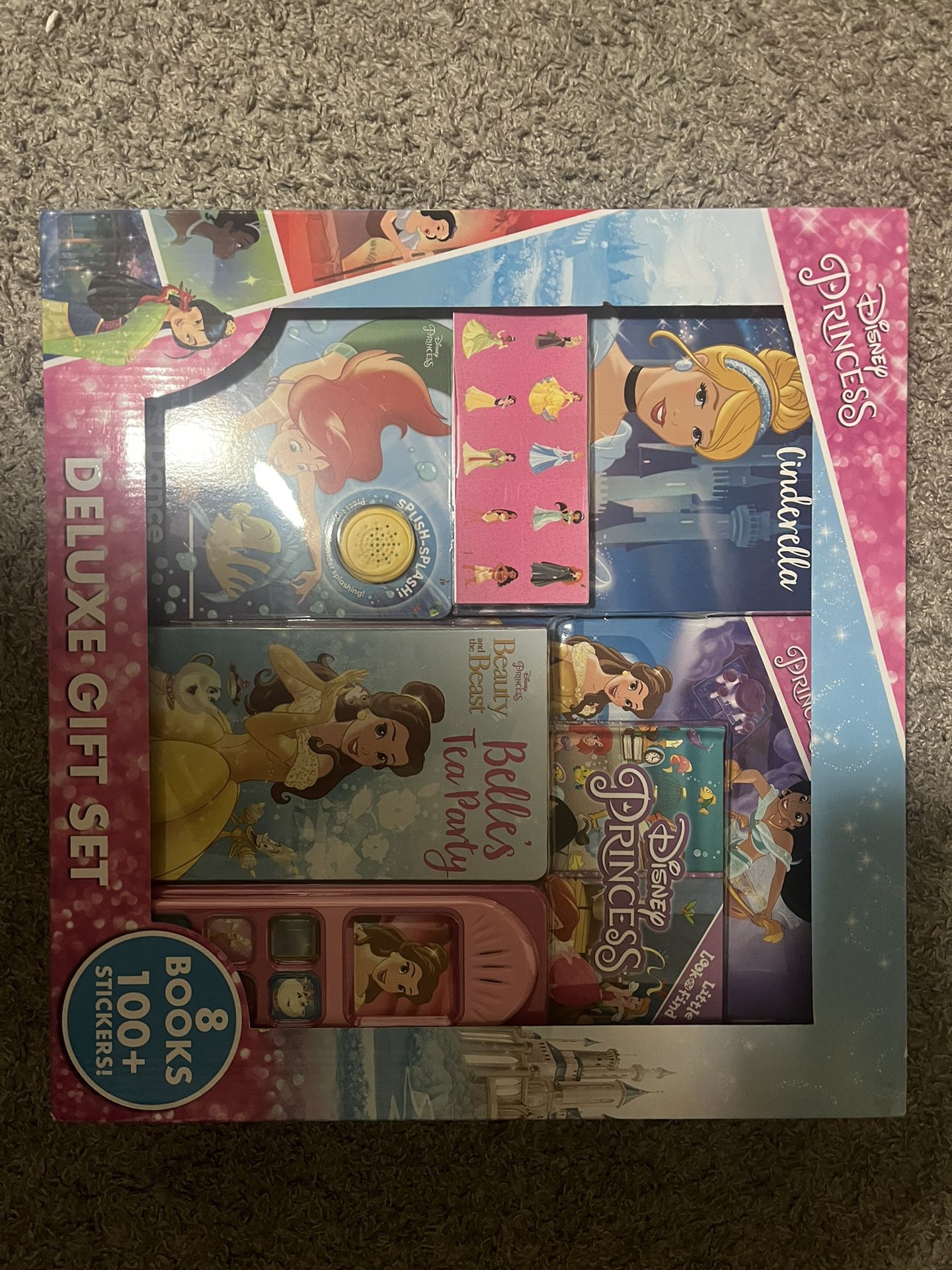 Disney princess deluxe gift set 8 books and 100+ stickers 
