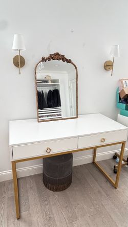 White and gold Vanity