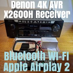 Denon Bluetooth  AVR X2600H 7.2 Channel Receiver WI-FI Heos Apple Airplay 2 Phono Dolby Atmos  Remote