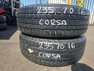 2 USED TIRES 90% THREAD Corsa 235/70R16 Tires INSTALLED $140
