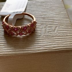 Pink & White Cubic Zirconia 18K Rose Gold Over Sterling Silver Ring 2.72ctw