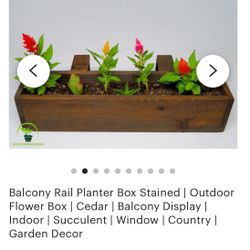 Balcony Rail Planter Box Stained | Outdoor Flower Box