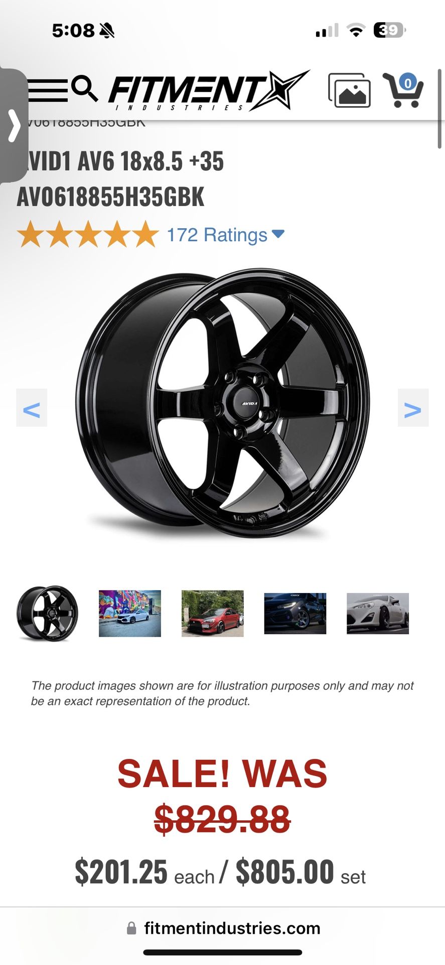 Avid 1 AV6 Wheels Gloss Black 18”