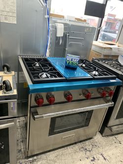 Wolf 36” slide in range with middle grill in stainless steel