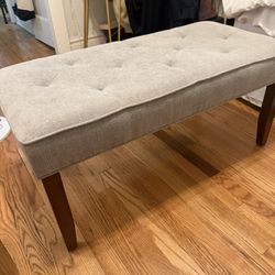 Grey Bedroom Bench with Mahogany Colored Legs