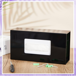 Glove Box Holder Wall Mount Acrylic Dispenser Single Side Loaded Disposable Latex Rubber Glove Box for Kitchen, Office, Restaurant(Black)